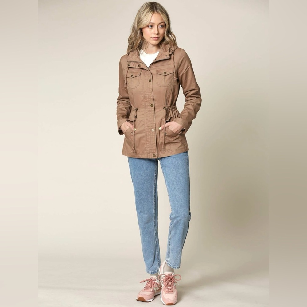 Casual Military Anorak Jacket Lightweight Detachable Hooded Safari Utility - Picture 5 of 6